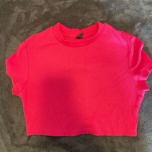 SHEIN Pink Fitted Crop T-Shirt